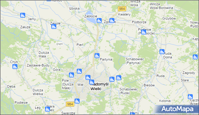 mapa Partynia, Partynia na mapie Targeo