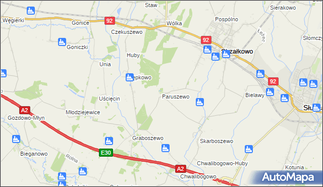 mapa Paruszewo, Paruszewo na mapie Targeo