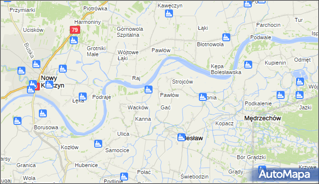 mapa Pawłów gmina Bolesław, Pawłów gmina Bolesław na mapie Targeo