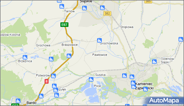 mapa Pawłowice gmina Ząbkowice Śląskie, Pawłowice gmina Ząbkowice Śląskie na mapie Targeo