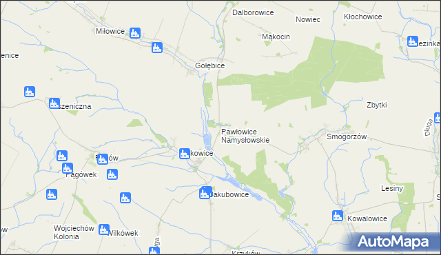 mapa Pawłowice Namysłowskie, Pawłowice Namysłowskie na mapie Targeo