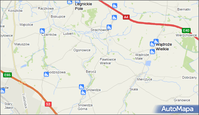 mapa Pawłowice Wielkie, Pawłowice Wielkie na mapie Targeo