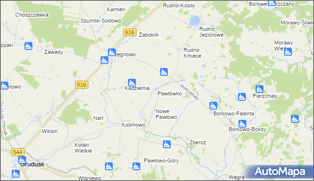 mapa Pawłówko gmina Czernice Borowe, Pawłówko gmina Czernice Borowe na mapie Targeo
