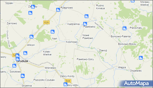 mapa Pawłowo Kościelne, Pawłowo Kościelne na mapie Targeo