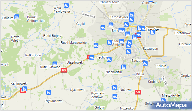 mapa Pęchcin, Pęchcin na mapie Targeo