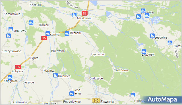 mapa Pęciszów, Pęciszów na mapie Targeo