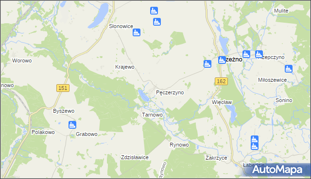 mapa Pęczerzyno, Pęczerzyno na mapie Targeo