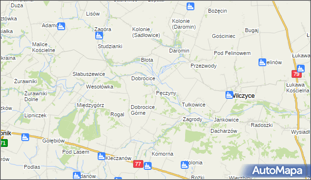 mapa Pęczyny, Pęczyny na mapie Targeo