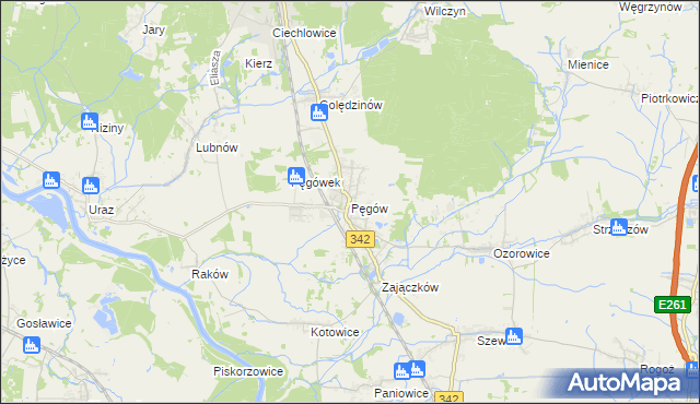 mapa Pęgów gmina Oborniki Śląskie, Pęgów gmina Oborniki Śląskie na mapie Targeo