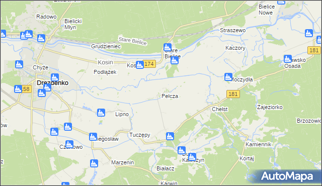 mapa Pełcza, Pełcza na mapie Targeo