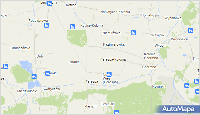 mapa Perespa-Kolonia, Perespa-Kolonia na mapie Targeo