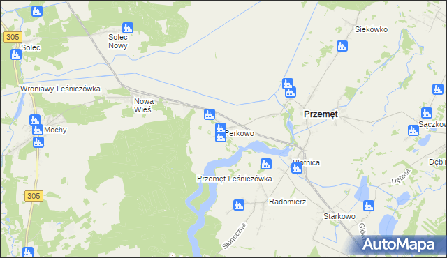 mapa Perkowo gmina Przemęt, Perkowo gmina Przemęt na mapie Targeo