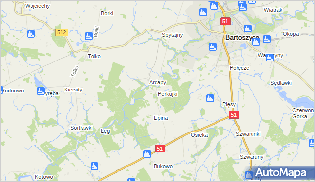 mapa Perkujki, Perkujki na mapie Targeo