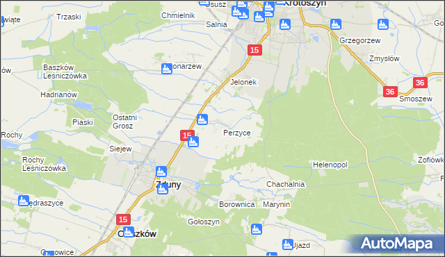 mapa Perzyce, Perzyce na mapie Targeo