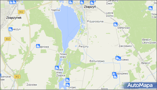 mapa Perzyny gmina Zbąszyń, Perzyny gmina Zbąszyń na mapie Targeo