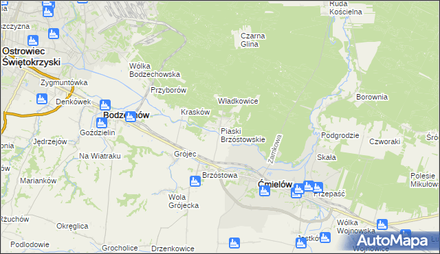 mapa Piaski Brzóstowskie, Piaski Brzóstowskie na mapie Targeo