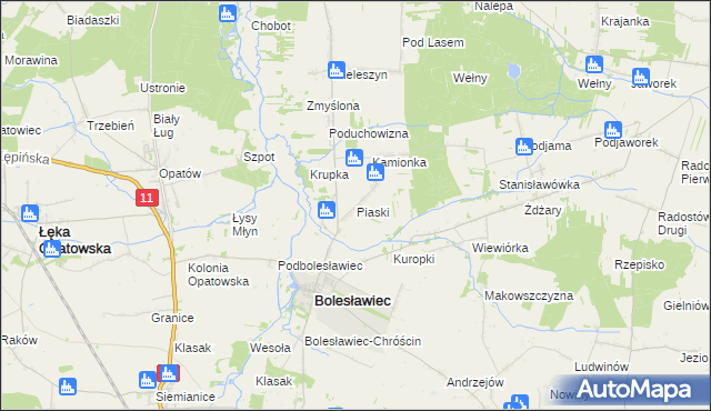 mapa Piaski gmina Bolesławiec, Piaski gmina Bolesławiec na mapie Targeo