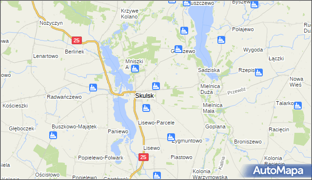 mapa Piaski gmina Skulsk, Piaski gmina Skulsk na mapie Targeo
