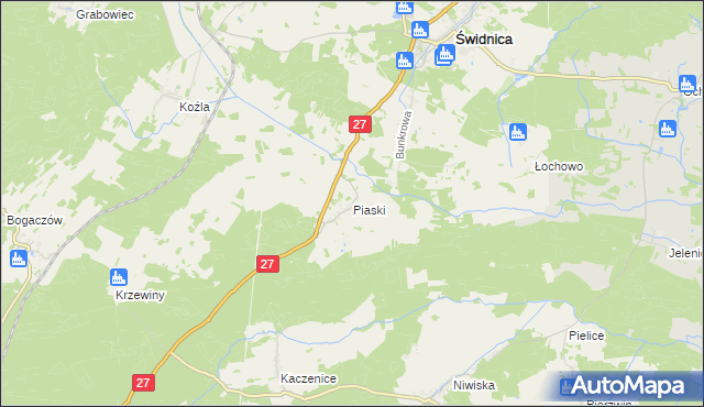 mapa Piaski gmina Świdnica, Piaski gmina Świdnica na mapie Targeo