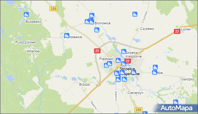 mapa Piastowo gmina Strzelce Krajeńskie, Piastowo gmina Strzelce Krajeńskie na mapie Targeo