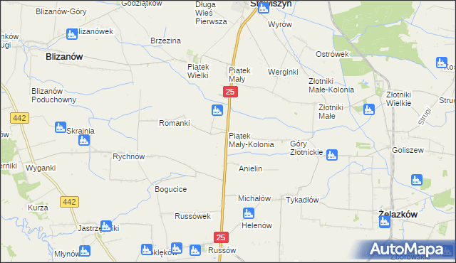 mapa Piątek Mały-Kolonia, Piątek Mały-Kolonia na mapie Targeo