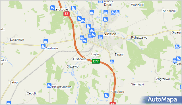 mapa Piątki gmina Nidzica, Piątki gmina Nidzica na mapie Targeo