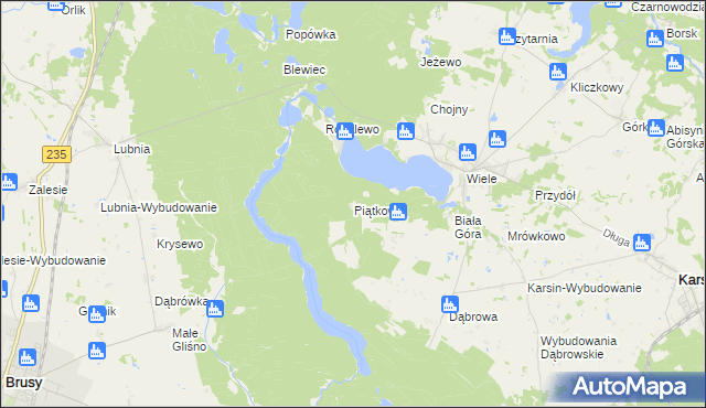 mapa Piątkowo gmina Karsin, Piątkowo gmina Karsin na mapie Targeo