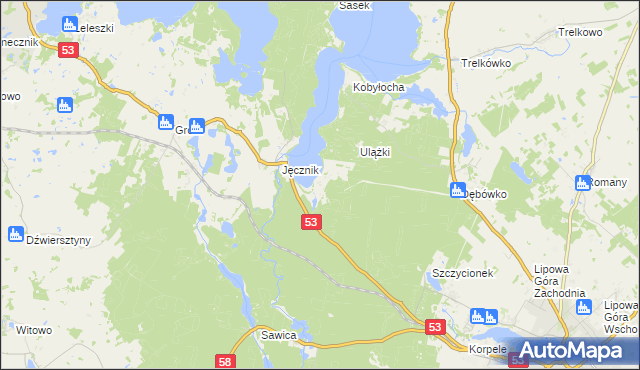 mapa Piece gmina Szczytno, Piece gmina Szczytno na mapie Targeo