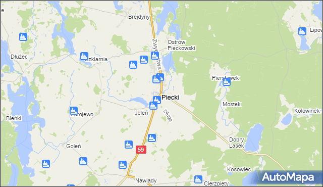 mapa Piecki powiat mrągowski, Piecki powiat mrągowski na mapie Targeo