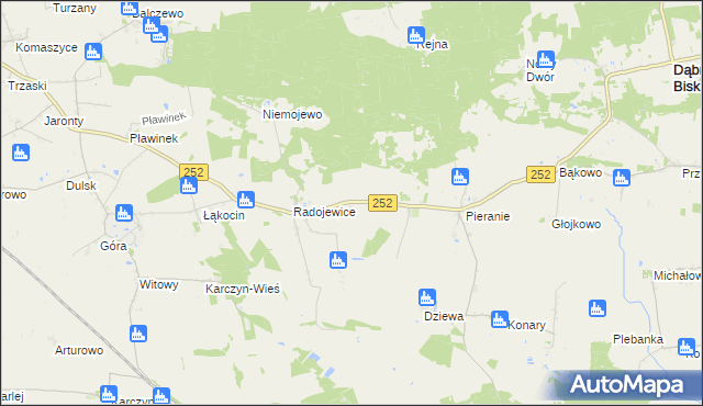 mapa Pieczyska gmina Dąbrowa Biskupia, Pieczyska gmina Dąbrowa Biskupia na mapie Targeo