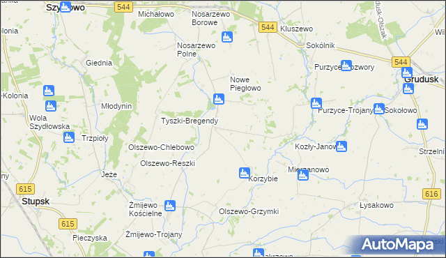 mapa Piegłowo-Kolonia, Piegłowo-Kolonia na mapie Targeo