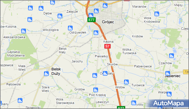 mapa Piekiełko gmina Grójec, Piekiełko gmina Grójec na mapie Targeo