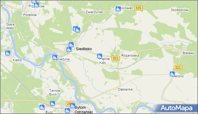 mapa Piękne Kąty, Piękne Kąty na mapie Targeo