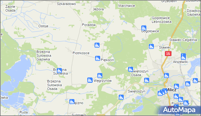 mapa Piękocin, Piękocin na mapie Targeo