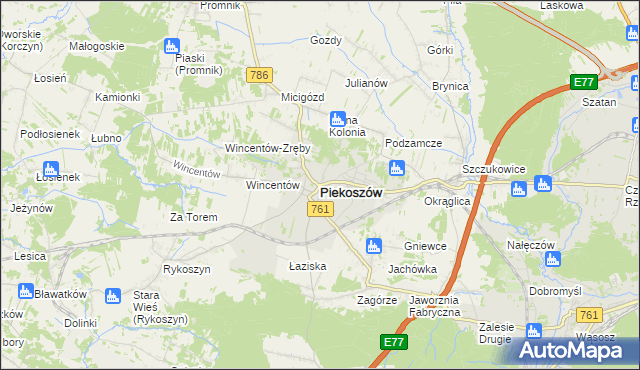 mapa Piekoszów, Piekoszów na mapie Targeo