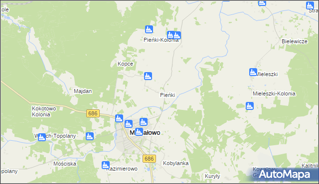 mapa Pieńki gmina Michałowo, Pieńki gmina Michałowo na mapie Targeo