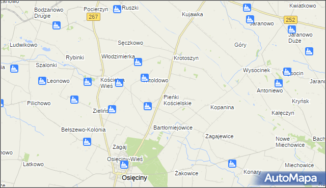 mapa Pieńki Kościelskie, Pieńki Kościelskie na mapie Targeo