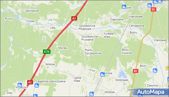 mapa Pieńki Szczepockie, Pieńki Szczepockie na mapie Targeo