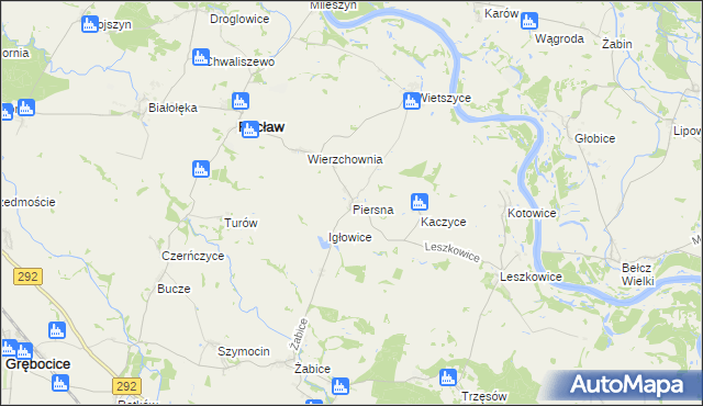 mapa Piersna, Piersna na mapie Targeo