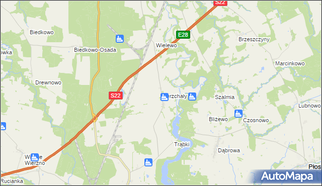 mapa Pierzchały gmina Płoskinia, Pierzchały gmina Płoskinia na mapie Targeo