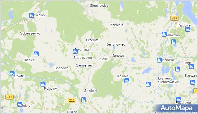 mapa Pieski gmina Cewice, Pieski gmina Cewice na mapie Targeo