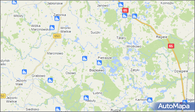 mapa Pietrasze gmina Gołdap, Pietrasze gmina Gołdap na mapie Targeo