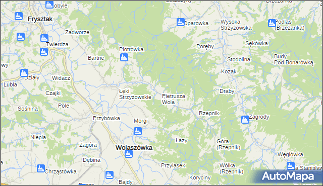 mapa Pietrusza Wola, Pietrusza Wola na mapie Targeo