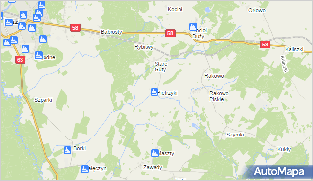 mapa Pietrzyki, Pietrzyki na mapie Targeo