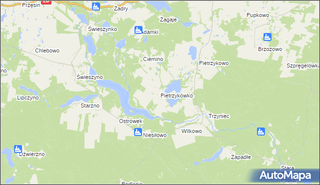 mapa Pietrzykówko, Pietrzykówko na mapie Targeo