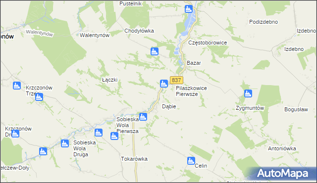 mapa Pilaszkowice Drugie, Pilaszkowice Drugie na mapie Targeo