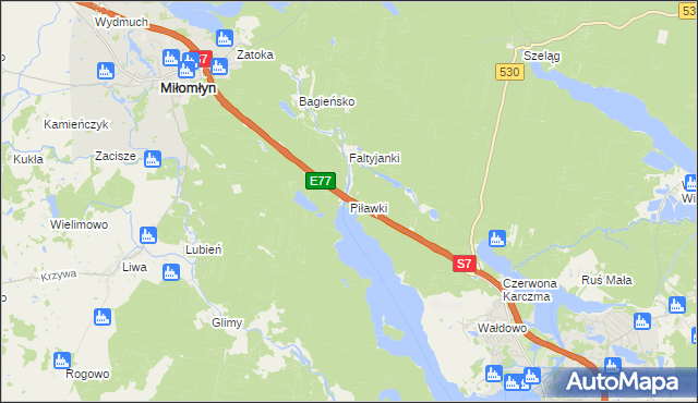 mapa Piławki, Piławki na mapie Targeo