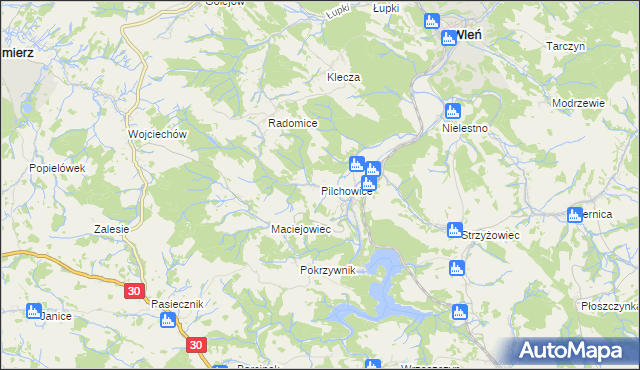 mapa Pilchowice gmina Wleń, Pilchowice gmina Wleń na mapie Targeo