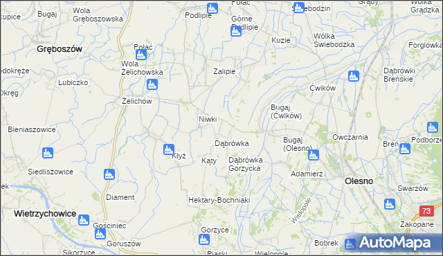 mapa Pilcza Żelichowska, Pilcza Żelichowska na mapie Targeo