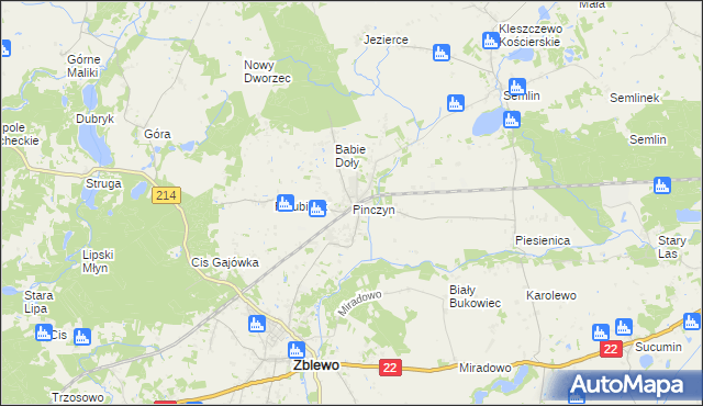 mapa Pinczyn, Pinczyn na mapie Targeo